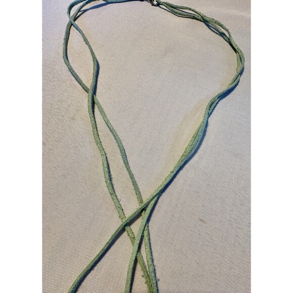 Colorful Enamel Flower Pendant Necklace on Green Cord Boho Retro Festival Jewelr - Picture 5 of 9